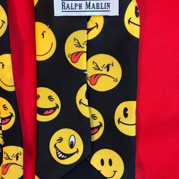 Ralph Marlin Emoji Smiley Faces Black & Yellow Tie - Picture 3 of 6